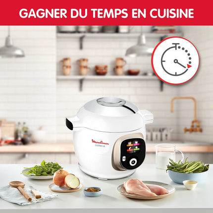 Cookeo MOULINEX CE85BA10 blanc 6 L, 6 modes de cuisson, 180 recettes