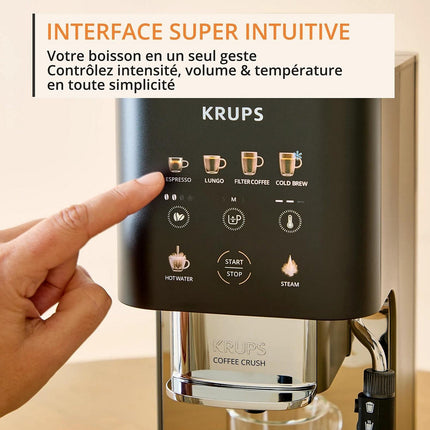 Expresso Broyeur KRUPS Coffee Crush Experience, Machine à café à grains ultra compacte SA403BE0
