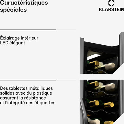 Cave à vin polyvalente KLARSTEIN Vinamour 2 zones tactile UV
