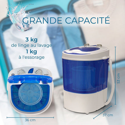 Lave linge portable BRIEBE avec Centrifugeuse, pour Camping WM1111