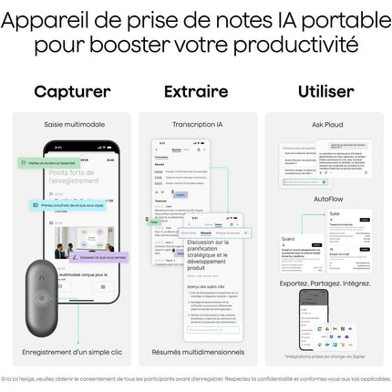 DICTAPHONE PLAUD Note Pin S Argent