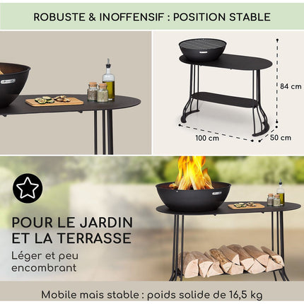 Brasero BLUMFELDT Nantai 3en1 grill & table Ø66cm bambou