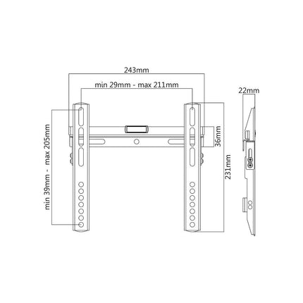 Support mural TV KIMEX Support mural fixe pour écran TV 23"-42"