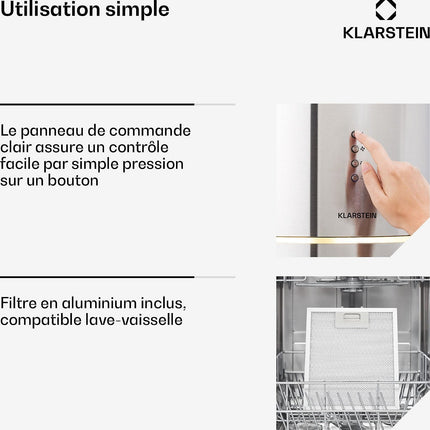 Hotte décorative îlot KLARSTEIN Tron Ambience îlot Ø38cm 540m³/h inox