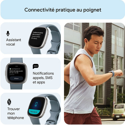 Montre santé FITBIT Versa 4 Aluminium Platine et bleu