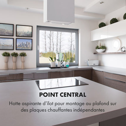 Hotte décorative îlot KLARSTEIN Structura 41cm 624m³/h classe A LED inox
