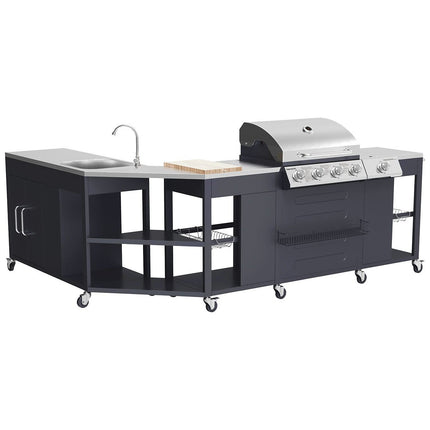 Barbecue gaz HAPPY GARDEN Cuisine d'angle d'extérieur TEXAS - 4+1