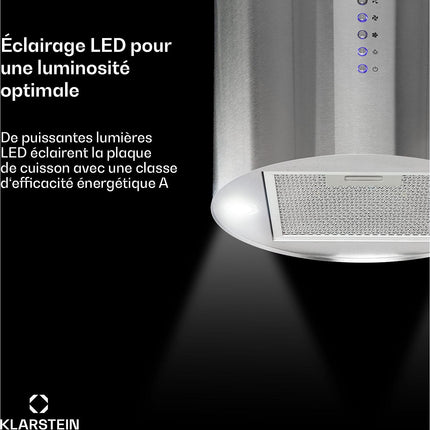 Hotte décorative îlot KLARSTEIN Beretta îlot 650m³/h classe A+ inox
