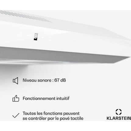 Hotte casquette KLARSTEIN ContempoNeo 90cm encastrée 175m³/h blanc
