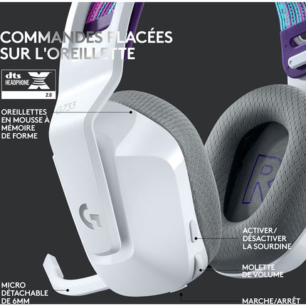 Casque gamer LOGITECH G733 Lightspeed White