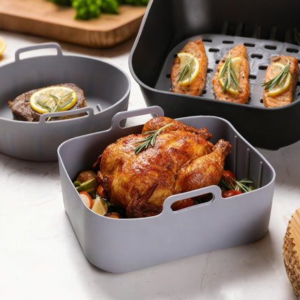 Panier ESSENTIELB rectangle en Silicone Réutilisable - Moule Antiadhésif pour AirFryer Double Bac & Four