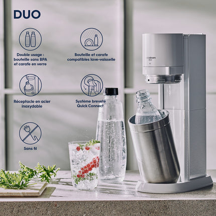 Machine à soda SODASTREAM DUO Noire Pack 2 carafes + 2 bouteilles