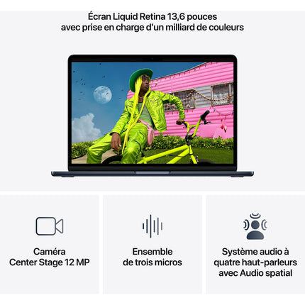 Ordinateur Apple MACBOOK Air 13" Puce M5 CPU 10 / GPU 8 coeurs Mémoire RAM 16Go Stockage 512Go SSD