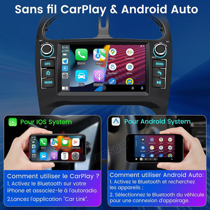 Autoradio connecté JUNSUN pour Peugeot 206 CC 2001-2006 7"Carplay