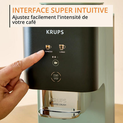 Expresso Broyeur KRUPS Coffee Crush, Machine à café à grains, ultra compacte SA401LE0