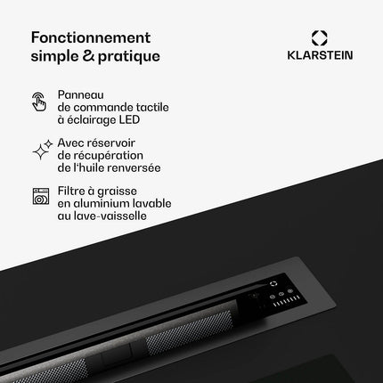 Hotte escamotable KLARSTEIN Brisa escamotable 710 m³/h A+ 42 dB noir