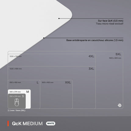 Tapis de souris STEELSERIES QcK M Blanc
