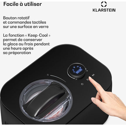 Turbine à glace KLARSTEIN Machine à glace 1L 100W Noir FrostFusion