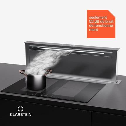 Hotte escamotable KLARSTEIN Royal Flush Eco 90cm 604m³/h A++ inox