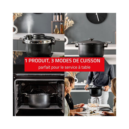 Autocuiseur SEB cocotte 3 en 1 TEMPO 6L noir