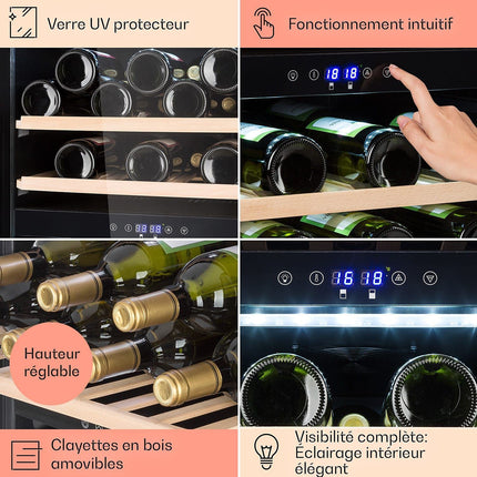 Cave à vin polyvalente KLARSTEIN Barossa 40 Duo 41 bouteilles LED