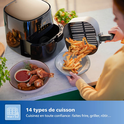 Airfryer PHILIPS HD9280/70 Friteuse sans huile connectée Noir, Série 5000 XL 6.2L