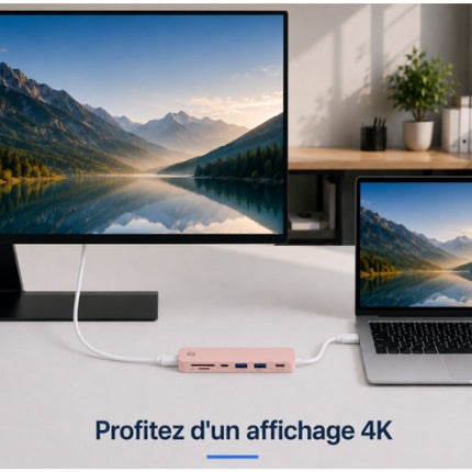 Hub ESSENTIELB 7 en 1 USB C Rose