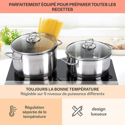 Domino vitrocéramique KLARSTEIN Cookbuddy 2 zones 2400W 5 vitesses inox