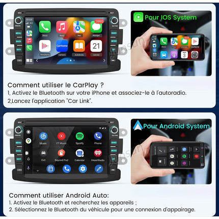 Autoradio connecté JUNSUN pour Renault Dacia Duster 2+64G Carplay