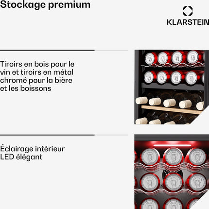 Cave à vin polyvalente KLARSTEIN Bovella 55 Duo+ 55 bouteilles