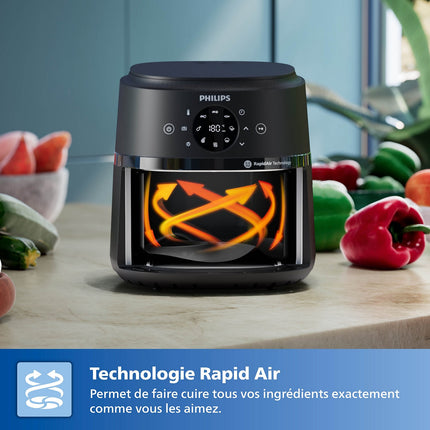 Airfryer PHILIPS NA231/00 Friteuse sans huile avec fenêtre de cuisson Noir/Argent, Série 2000 6.2L