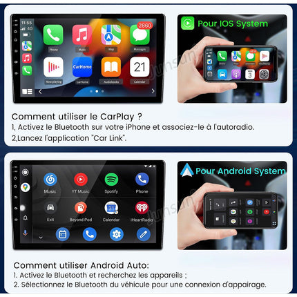 Autoradio connecté JUNSUN pour Renault Clio 3 2005-14 128G Carplay
