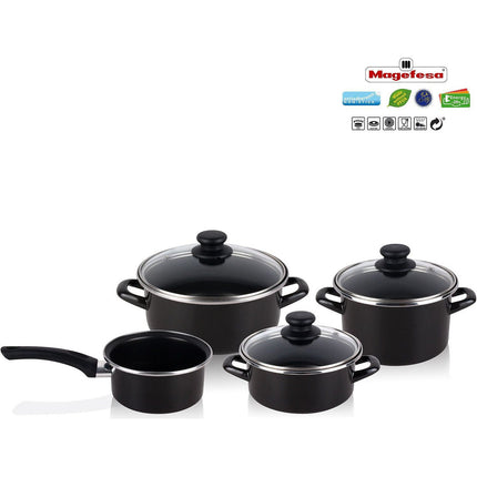 Batterie de cuisine MAGEFESA Kenia 7 pièces, Jeu 3 poêles,Induction