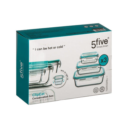 Boîte hermétique 5FIVE 3 pcs en verre Clipeat