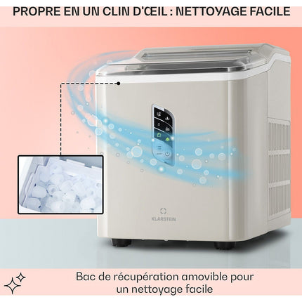 Machine à glaçons KLARSTEIN Albaron - 12 kg/24 - Crème