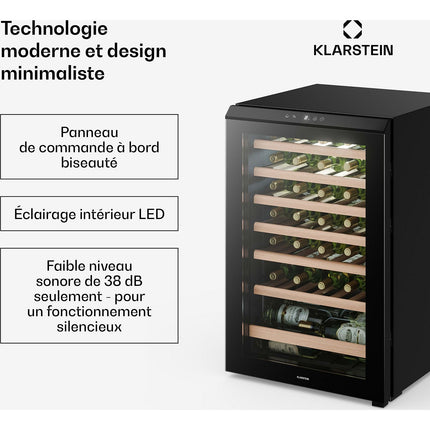 Cave à vin polyvalente KLARSTEIN Bevora 6 clayettes 128L 48 bt 54 cm Noir