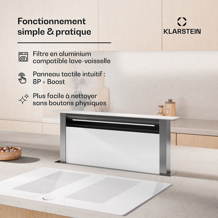 Hotte escamotable KLARSTEIN Royal Flush Eco 75cm 713,8m³/h A++ blanc