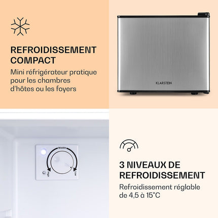 Mini réfrigérateur KLARSTEIN Minibar compact 2 niveaux 17L 26dB inox