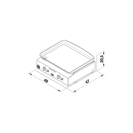 Plancha gaz ENO Initial 50 Inox 2 brûleurs à poser, 47x36 cm