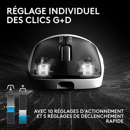 Souris Gamer Sans Fil LOGITECH PRO X2 SUPERSTRIKE LUNAR ECLIPSE