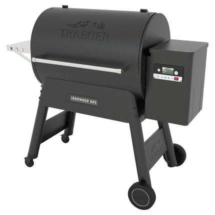Barbecue pellet TRAEGER IRONWOOD 885 noir sur chariot, grille haute 76x26.5 cm, grille basse 76x48 cm