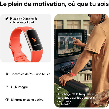 Bracelet connecté FITBIT Charge 6 champagne Gold et Corail