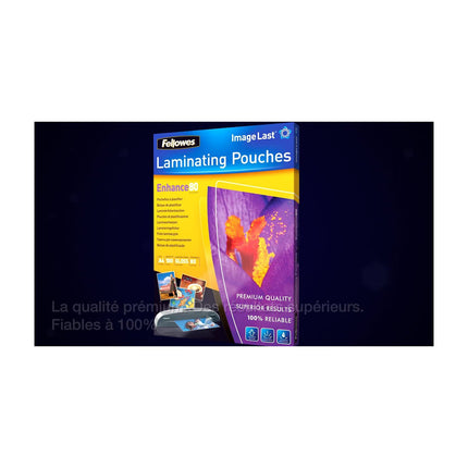 Consommable de bureau pour plastifieuse FELLOWES Pochettes A4 80mic x100