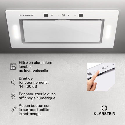 Hotte encastrable KLARSTEIN Hektor Eco 72cm 466 m³/h verre A++ blanc