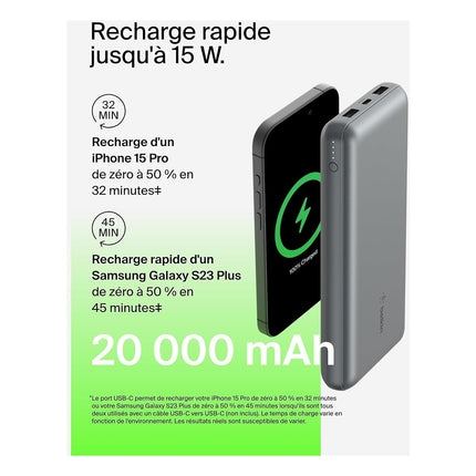Batterie externe BELKIN 20 000 mAh grise