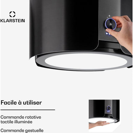 Hotte décorative îlot KLARSTEIN Skyfall îlot Ø45 cm 402 m³/h LED noir