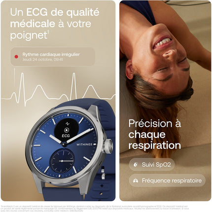 Montre santé WITHINGS Scanwatch 2 Blue Silver 42mm