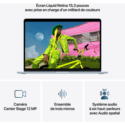 Ordinateur Apple MACBOOK Air 15" Puce M5 CPU 10 / GPU 10 coeurs Mémoire RAM 16Go Stockage 1To SSD