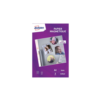 Papier créatif AVERY 3 Papiers magnétiques brillants A4