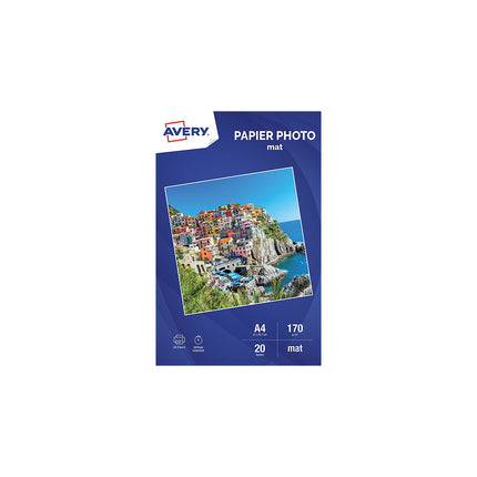 Papier photo AVERY 20 Photos mates A4 170g/m²